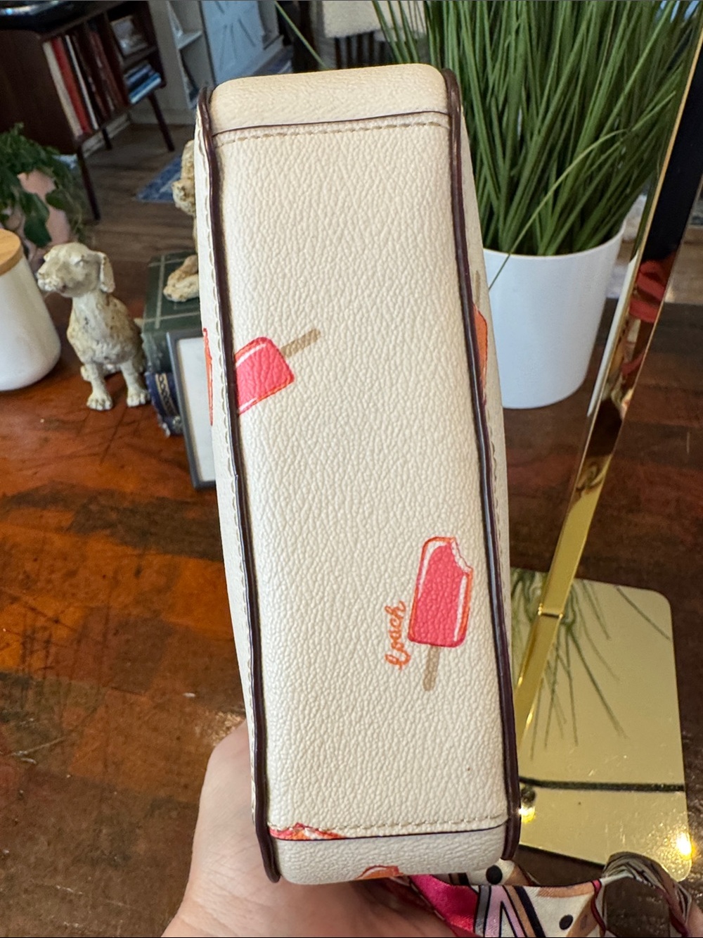 Coach White Leather Crossbody with Pink and Orange Popsicle Print - Picture 5 of 10